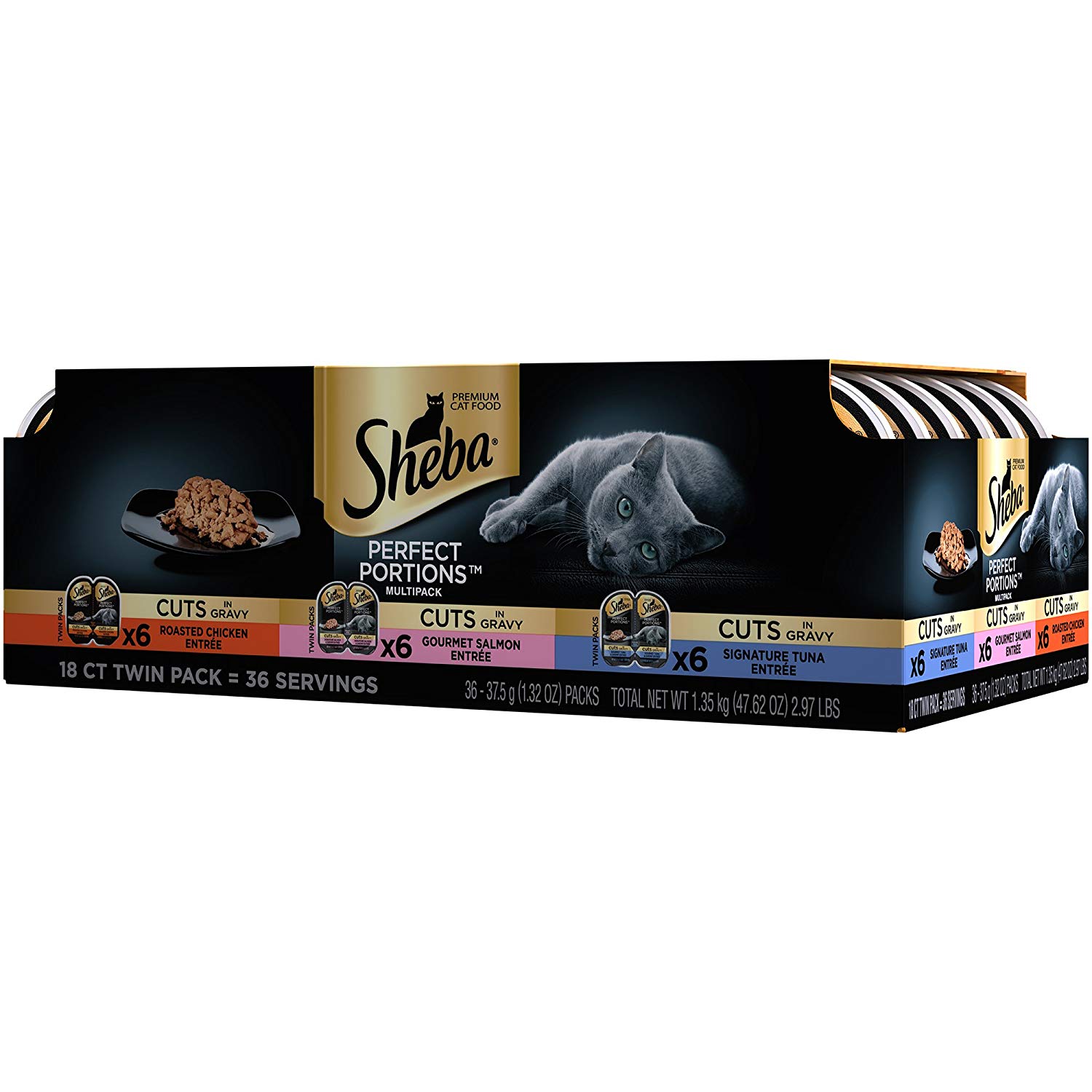 $14.40 FS Sheba Perfect Portions Cuts Cat Food 36ct - Contains (2) Multipacks Of (18) 2.6-Oz. Twin Packs 72 servings! - Flavor Name: Chicken, Tuna, Salmon ONLY