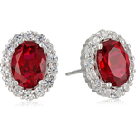 Amazon.com: Amazon Collection Sterling Silver Created Ruby and White Sapphire Halo Oval Stud Earrings : Clothing, Shoes &amp; Jewelry $19.60