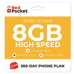 360-Day Red Pocket Prepaid Plan: Unlimited Talk & Text + 8GB LTE / Month $210 + Free Shipping