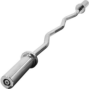 Signature Fitness Olympic Curl Bar, 4FT Alloy Steel Barbell with 2IN Sleeves, Silver Finish for Bicep and Tricep Training