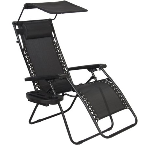 Folding Zero Gravity Recliner Lounge Chair W Canopy Shade