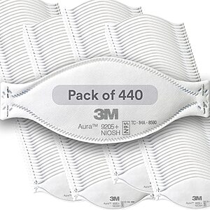 3M Aura Particulate Respirator 9205+, N95, Pack of 440 Disposable Respirators, Individually Wrapped $64.99
