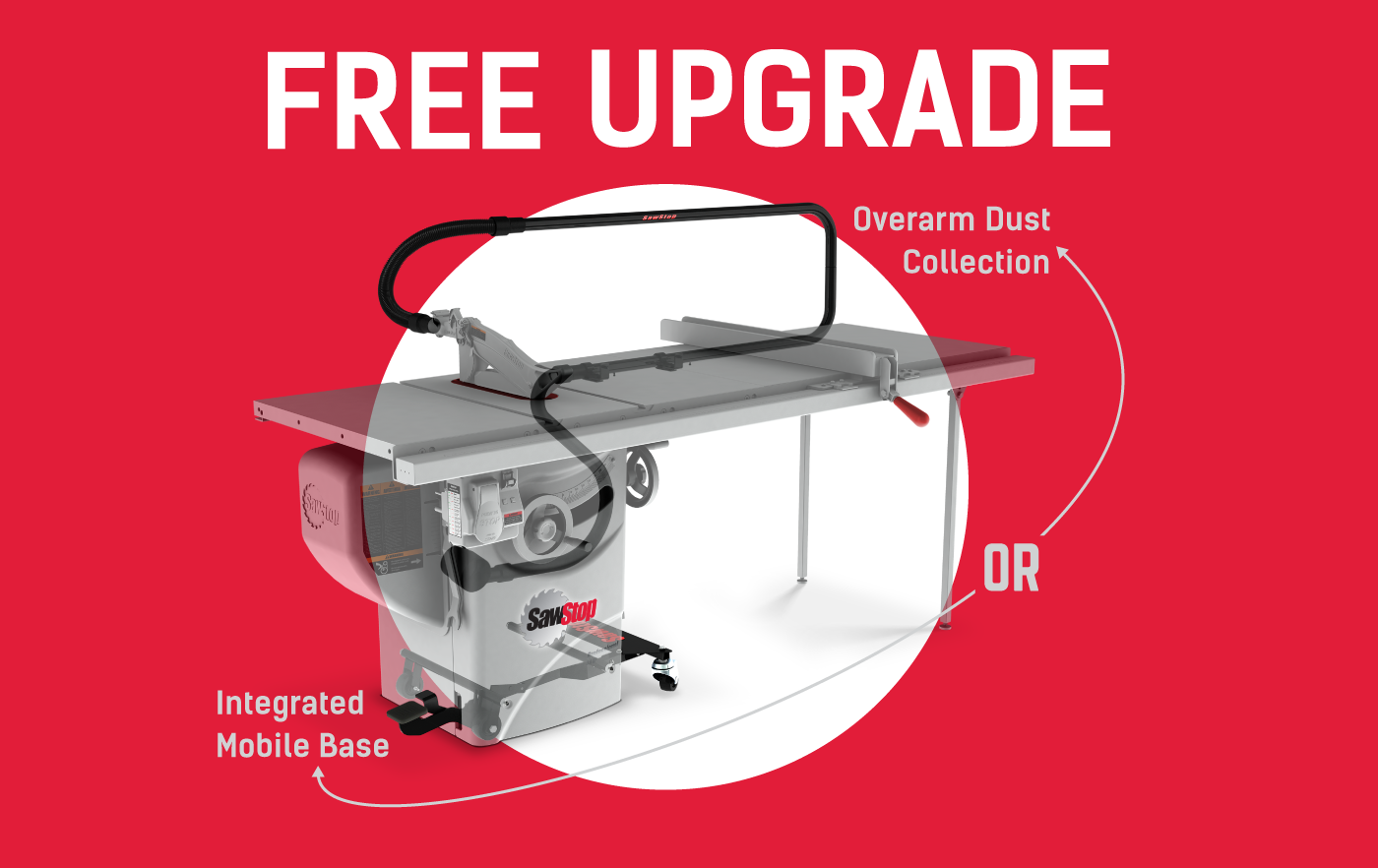 Sawstop Professional Free 249 Integrated Mobile Base Or Overarm