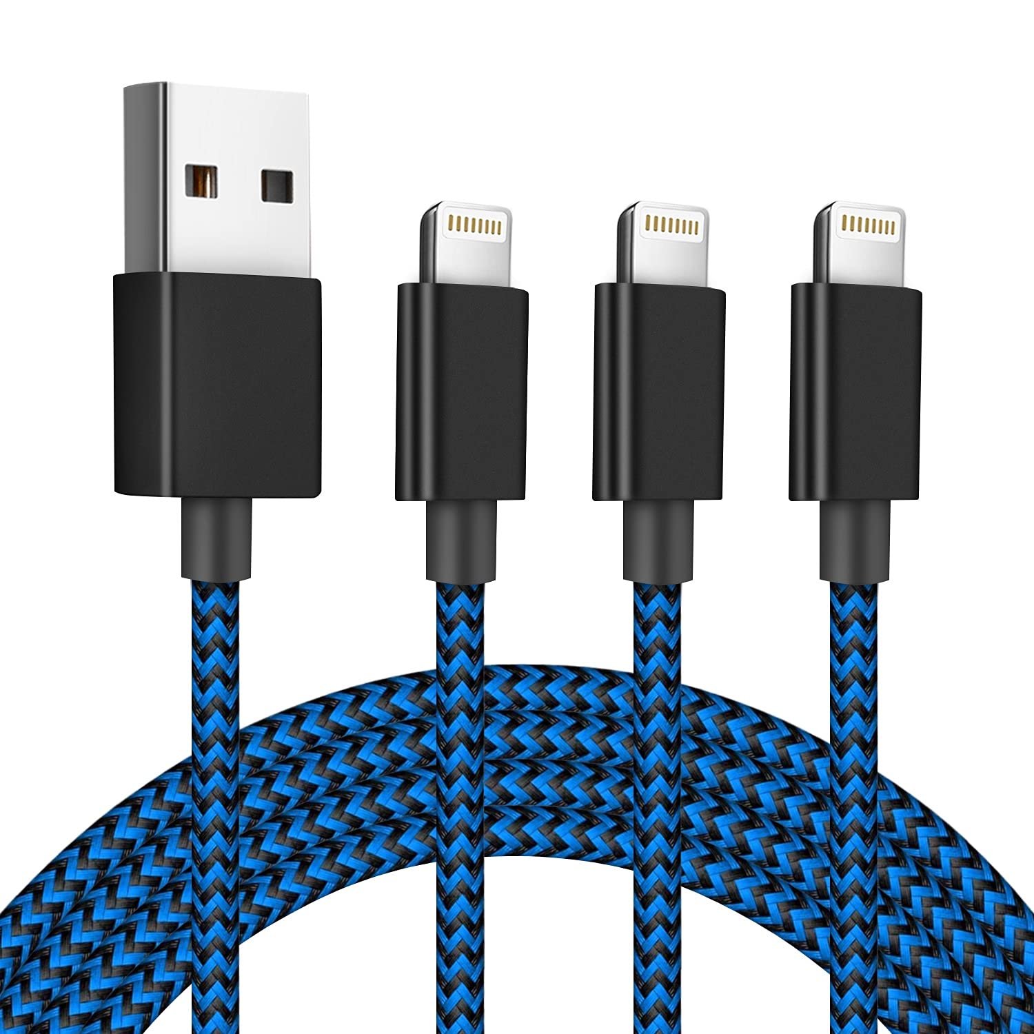 Apple Mfi Certified 3Pack 10ft iPhone Charger Cable Nylon Braided Lightning cable $4.99