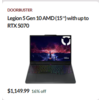 Lenovo Legion 5 Gen 10 AMD (15&amp;quot;). AMD Ryzen AI 7 350, 1600p OLED 500nitz 165Hz, 16GB DDR5, 512GB SSD, RTX 5070 8GB. $1409.99