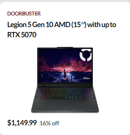 Lenovo Legion 5 Gen 10 AMD for $1,339.49!
