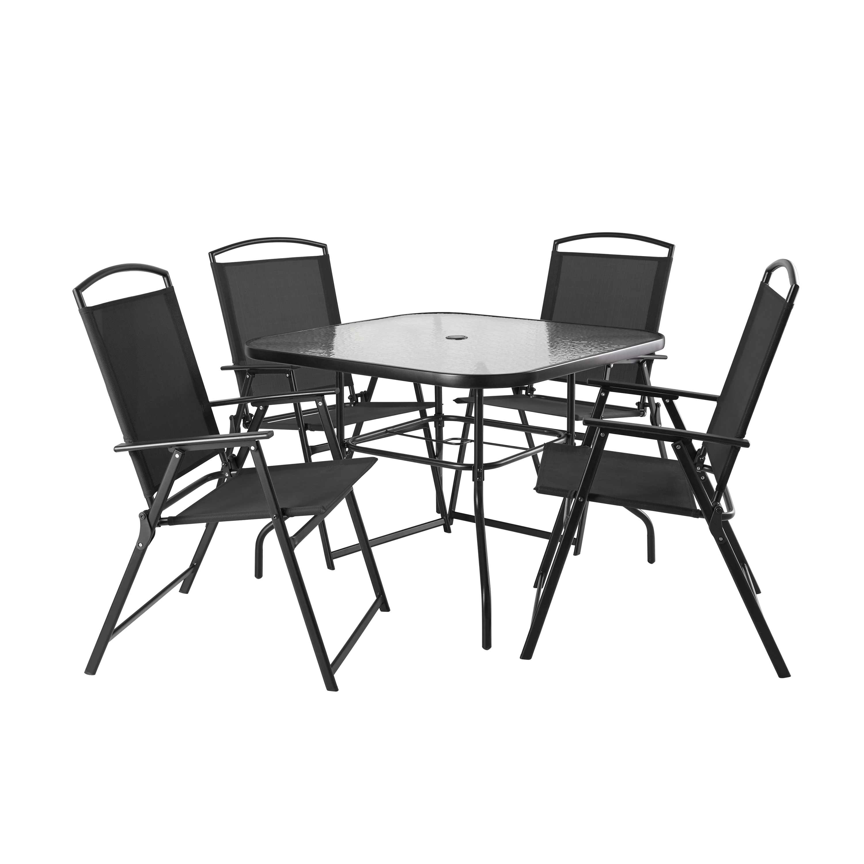 Mainstays Albany Lane Outdoor Patio 5 Piece Dining Set, Black Frame and Sling, 4 Person $99