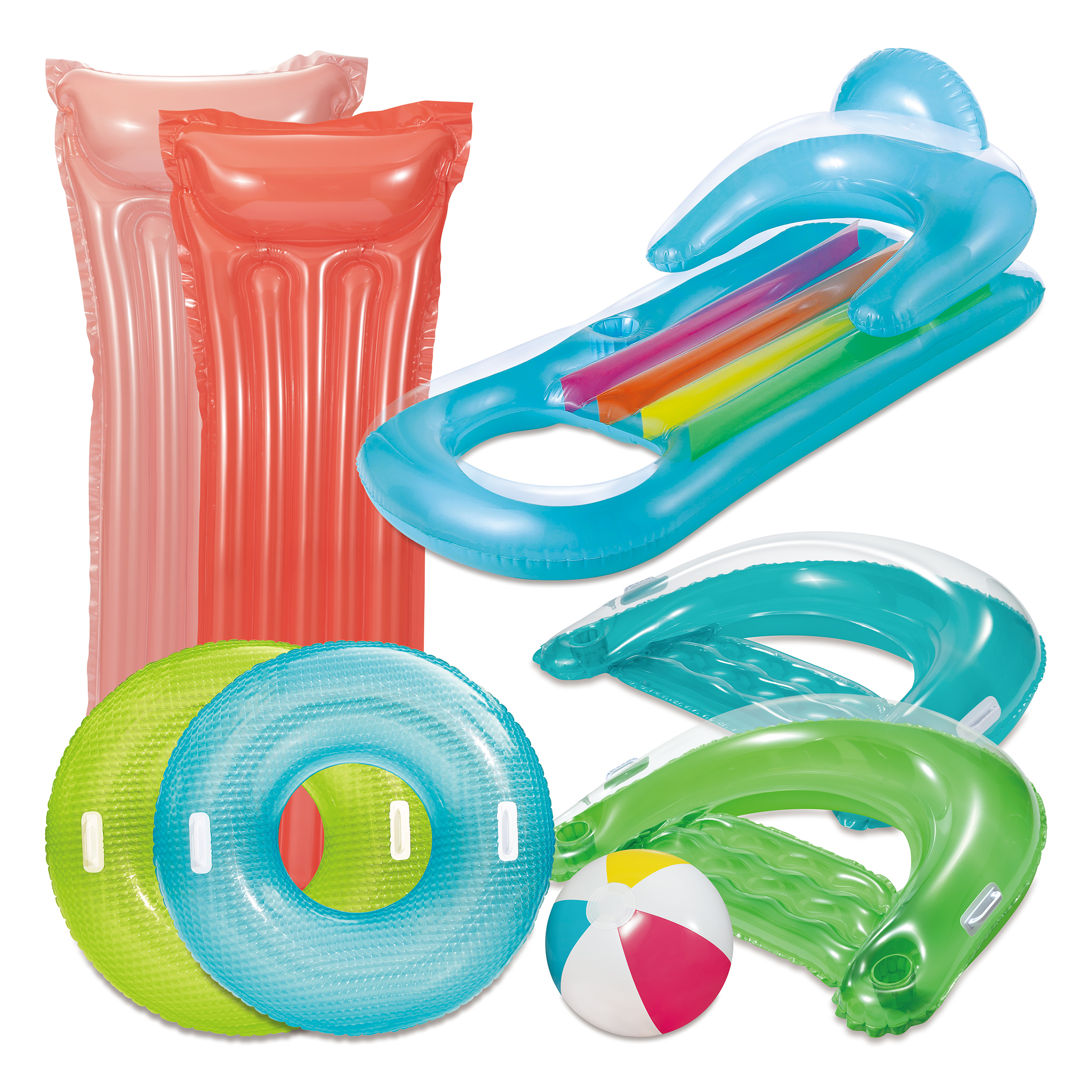 Summer Waves Summer Pool Float Inflatable Set, Multicolor, for Adults, Unisex $22.98