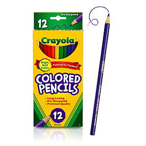Crayola Colored Pencil Set, 12 Ct $0.97 or Crayola Crayons, 24 Count .50