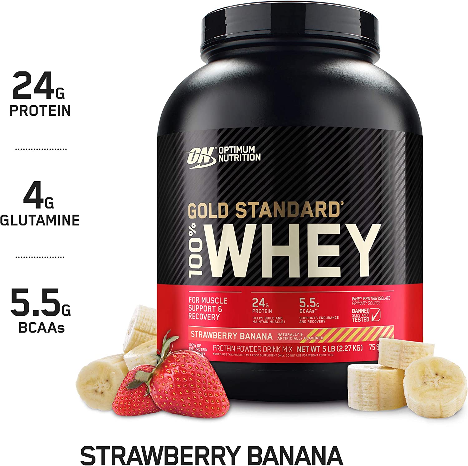 Optimum Nutrition Gold Standard 100% Whey Protein Powder, Banana Cream, 5 Pound (Packaging May Vary) $46.98