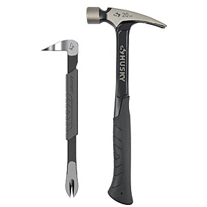 Husky 2-Piece 20 oz. Steel Rip Hammer and 10 in. Nail Puller Home Tool Kit Set $16.88