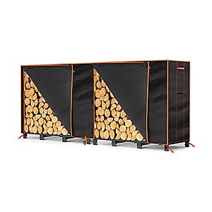 GREENER Heavy-Duty 600D Oxford Fabric Waterproof Firewood Cover 6.6' L x 3.8' H $8.99 +FS w/Prime