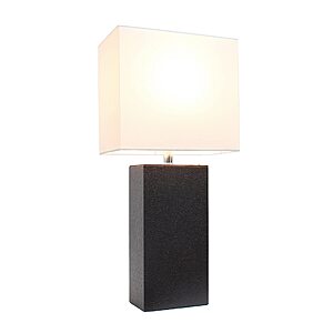 Elegant Designs Modern Leather Table Lamp with White Fabric Shade $13.22 +FS w/Prime