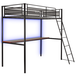 X Rocker HQ Twin Gaming Bunk Bed with Built-In Shelving and LED Lighting, Black $115.98