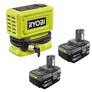 RYOBI ONE+ 18V Cordless High Pressure Inflator with ONE+ 18V Lithium-Ion 4.0 Ah Battery (2-Pack) $93.97