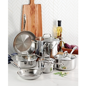 Tramontina TriPly Clad Stainless Steel Glass Lid 10 Pc Cookware Set - Stainless Steel $149.99