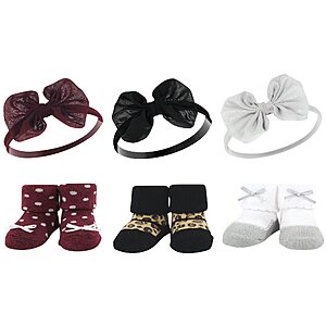 Hudson Baby Infant Girl Headband and Socks Giftset,Burgundy Leopard,One Size $6.70 +FS w/Prime