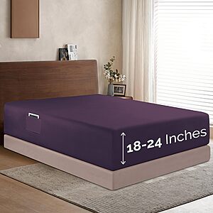 Elegant Comfort 1500 Premium Hotel Quality 18-24 Inches Deep - Extra Deep Pocket Single Fitted Sheet for High Mattress,Luxury and Softest,Queen,Purple $9.60 +FS w/Prime