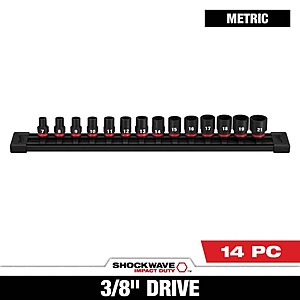 Milwaukee SHOCKWAVE 3/8 in. Drive Metric 6 Point Impact Socket Set (14-Piece) $35.97
