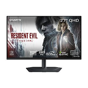 GIGABYTE - MO27Q2A - 27" QD-OLED Gaming Monitor - QHD 2560x1440-280Hz - 0.03ms GTG - Black $449.99
