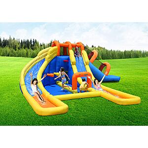 Big Splash Triple Water Slides and Pool Water Park, 24 ft L x 21 ft W x 8 ft H, Blower Included, Triple Slides, Splash Pool, Netted for Safety, Outdoor Fun for Kids $529