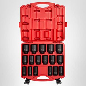 SUNEX TOOLS 4685, 3/4 Inch Drive Deep Impact Socket Set, 17-Piece, SAE, 1"-2", Cr-Mo Steel, Radius Corner Design, Dual Size Markings, Heavy Duty Storage Case $327.34