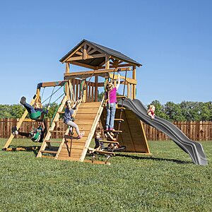 Backyard Discovery Endeavor Cedar Wood Swing Set with Wave Slide $1798.99