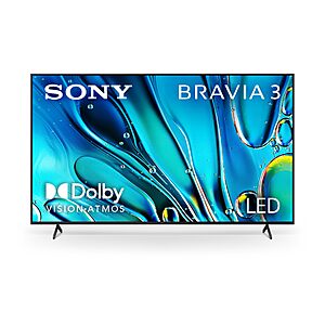 Sony 75-Inch Class 4K Ultra HD BRAVIA 3 LED Smart TV with Google TV, Dolby Vision HDR, and Exclusive Features for PlayStation®5 (K-75S30) $699.99