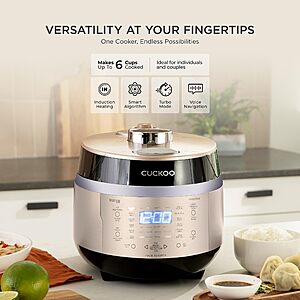 CUCKOO High Pressure Rice Cooker 3-Cup Uncooked / 6-Cup Cooked with Induction Heating Technology, Gold (CRP-EHSS0309F) $279.99