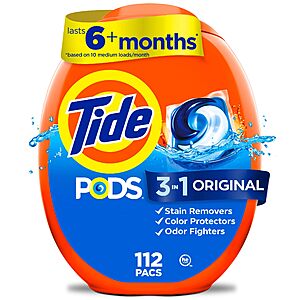 112-ct Tide PODS Laundry Detergent Pacs (various) 4 for $60.50 w/ S&S