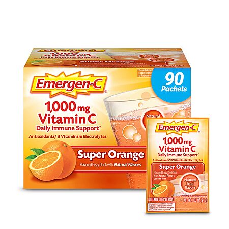 90 Count/3 Month Supply Emergen-C 1000mg Vitamin C Powder $18.60 via S&S +FS w/Prime