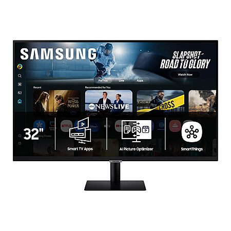 Samsung 32” Smart Monitor M7 (M70F) 4K UHD Display, Samsung Vision AI, Smart TV Apps, Gaming Hub, USB-C, HDMI and USB-A, Black, LS32FM702UNXZA, 2025  $229.99 @Amazon