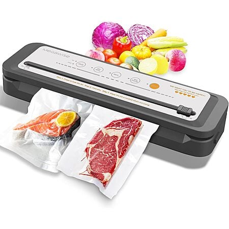 MEGAWISE Vacuum Sealer Machine 2025, 80kPa High Suction Power, One-Touch Operation, Built-in Cutter (Silver) $14.01​ +FS w/Prime
