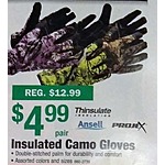 Menards Black Friday: Ansell ProjeX Thinsulate Insulated Camo Gloves for $4.99