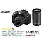 Best Buy Weekly Ad: Nikon - D5300 DSLR Camera with AF-P VR DX 18-55mm and AP-P DX 70-300mm Lenses - Black for $499.99