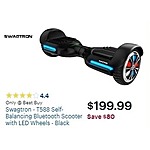 Best Buy Weekly Ad: urlhasbeenblocked - T588 Self-Balancing Bluetooth Scooter with LED Wheels - Black for $199.99