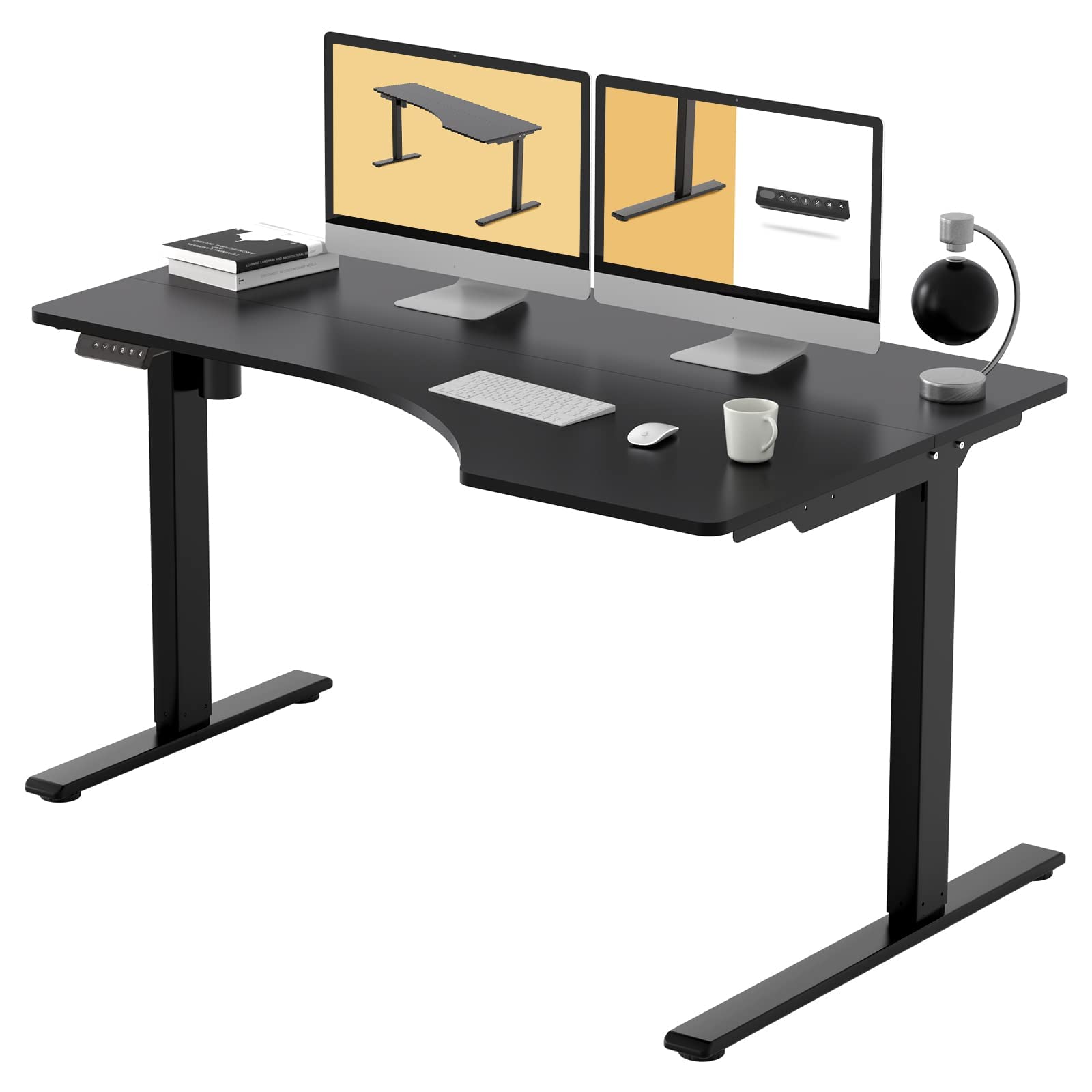 FLEXISPOT EF1L Essential 55 in L Shaped Adjustable Height Desk Electric with Memory Controller (Black Frame + Black Desktop) with 30% off - $139.99 + Free Shipping