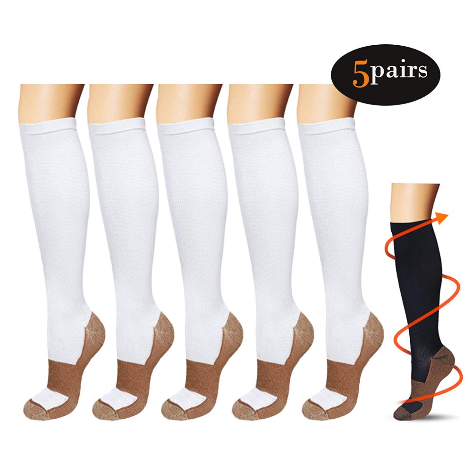 Compression socks for women black with color