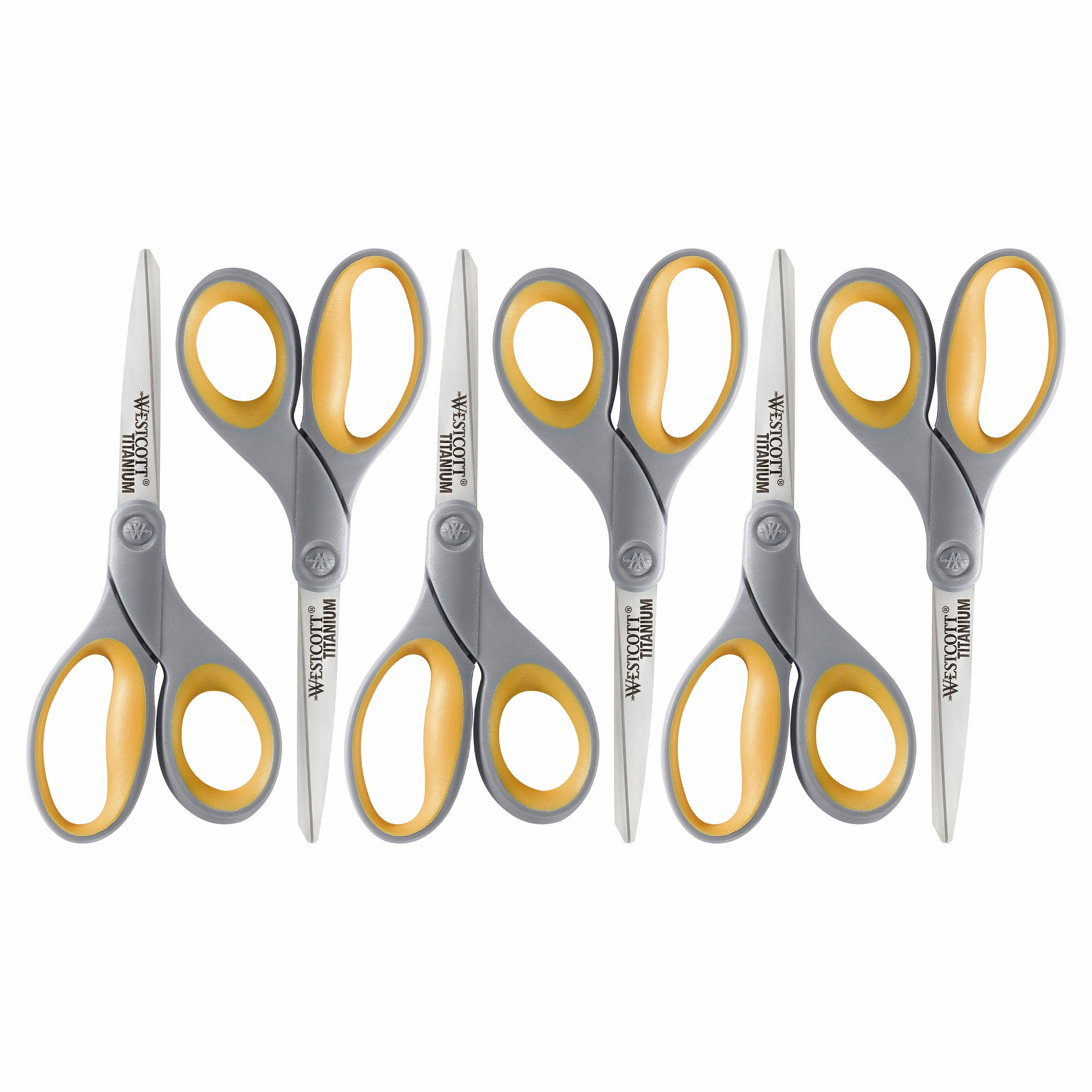 6-Pack Westcott Titanium Scissors, 7", Straight, Gray/Yellow, for Office, $10.85 FS w/ $35 or Walmart+