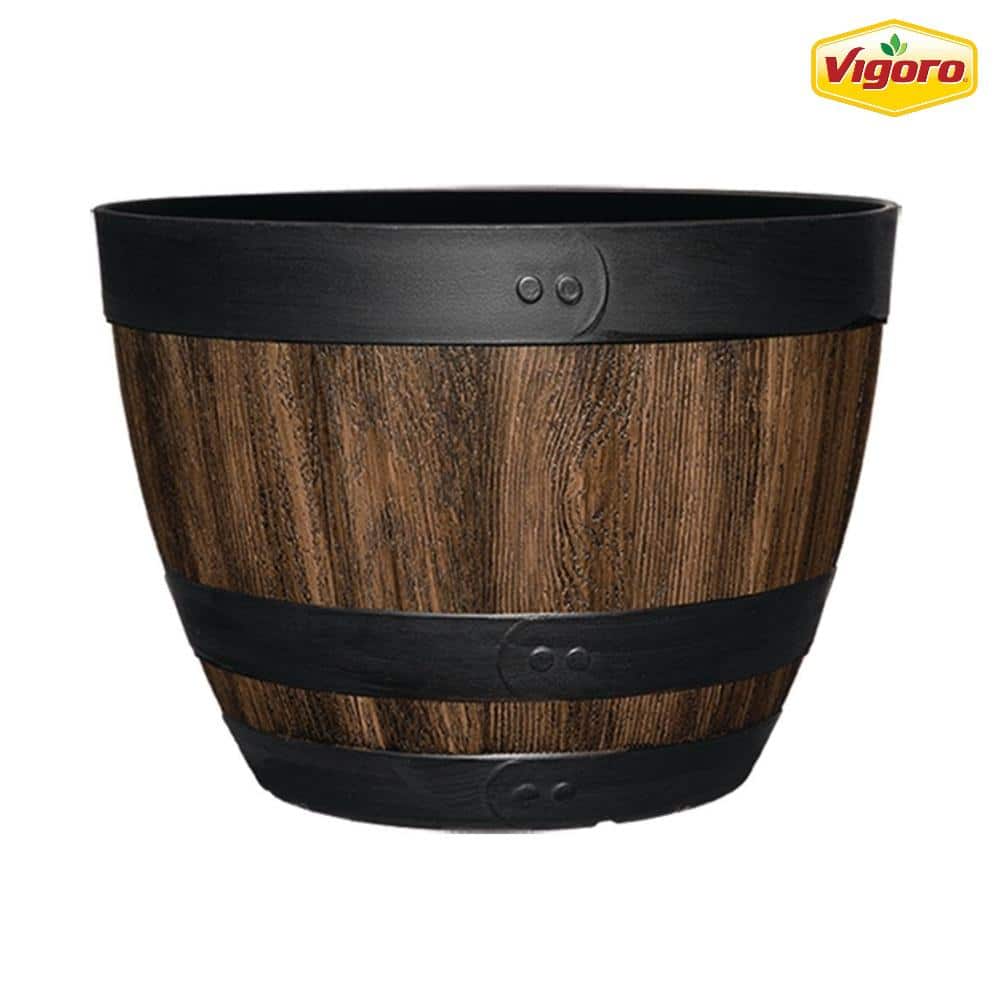 20 in. Walnut Brown Resin Wine Barrel Planters at HomeDepot (Buy two for $17)