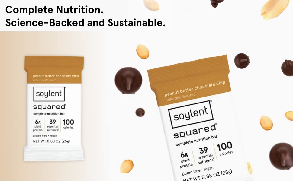 24 count Soylent Squared Plant-Based 100 Calorie Snack Bars (Peanut Butter Chocolate Chip) $16.34 w/Subscribe & Save, and 15% off coupon
