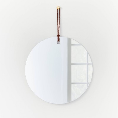 24" Frameless Mirror with Braided Leather Hanging Strap $30 at Target