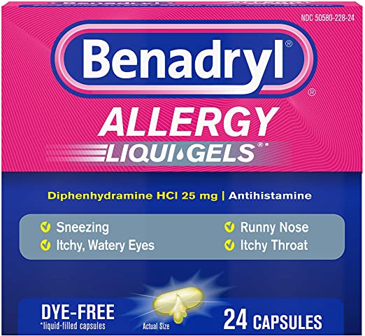 24-Ct Benadryl Liqui-Gels Dye-Free Antihistamine Allergy Medicine $3.55 w/ S&S + free shipping w/ Prime or on $25+
