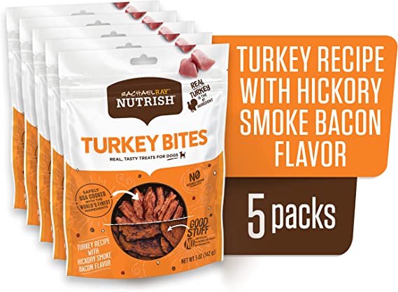 5-Pack 5-Oz Rachael Ray Nutrish Grain Free Turkey Bites Dog Treats (Hickory Smoked Bacon) $14.90 ($2.98 each) + free shipping w/ Prime or on $25+