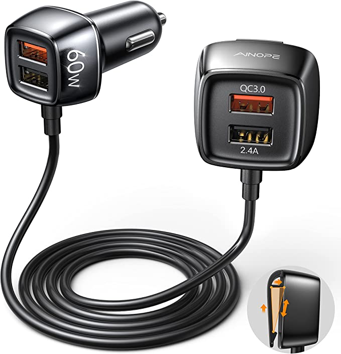 4-Port AINOPE 60W QC 3.0 Family Car Charger Adapter $10 + Free Shipping w/ Prime or on $25+