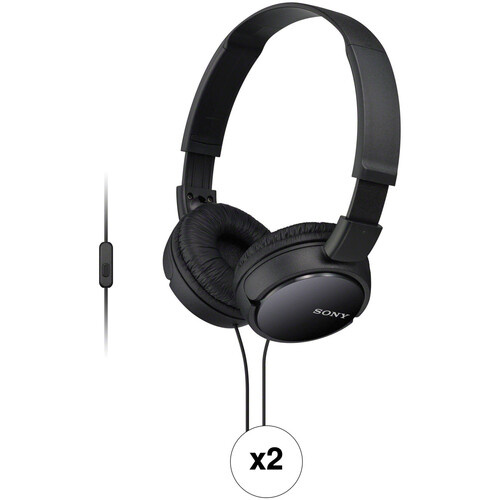 2-Pack Sony MDR-ZX110AP On-Ear Headphones w/ Microphone (Black) $20 ($10 each) + Free Shipping