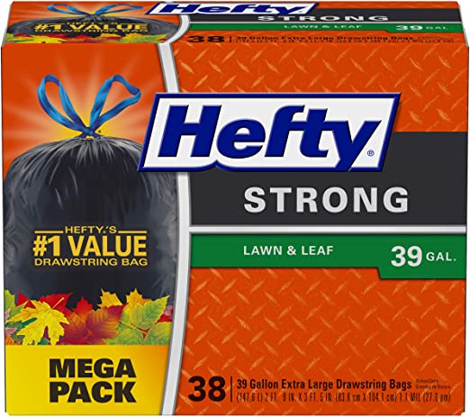 Hefty Strong Trash Bags (Unscented, Black): 38-Ct 39-Gallon Lawn & Leaf $11.85, 74-Ct 30-Gallon $12.80 w/ S&S + Free Shipping w/ Prime or on $25+