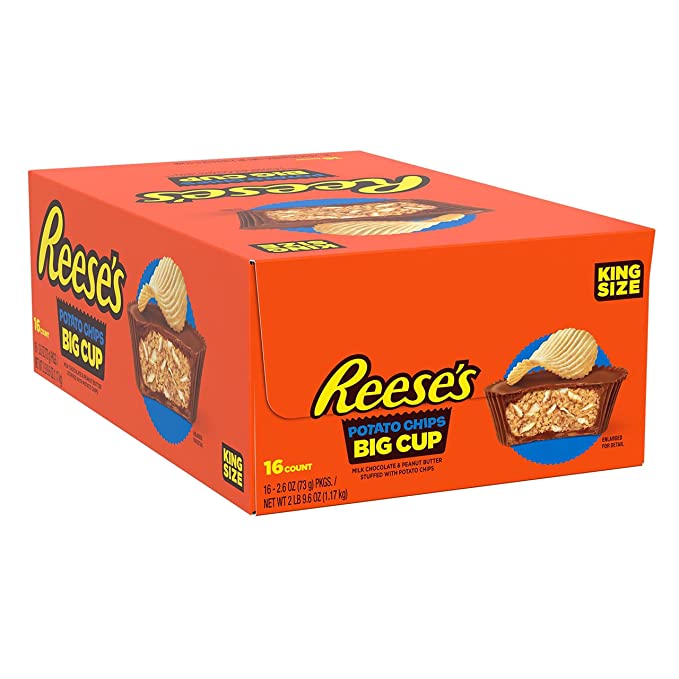 16-Ct 2.6-Oz Reese's Big Cup Milk Chocolate Peanut Butter w/ Potato Chips (King Size) $17.25 ($1.07 each) + Free Shipping w/ Prime or on $25+