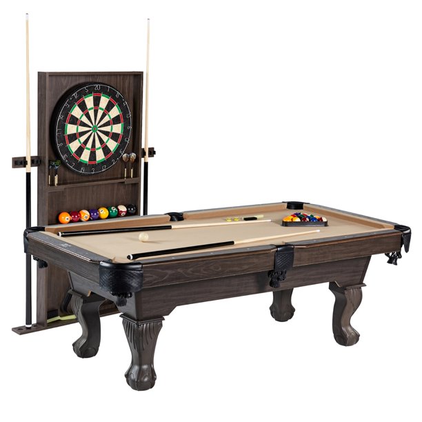 90" Barrington Ball & Claw Leg Billiard w/ Cue Rack & Dartboard Set (Brown) $399.20 + Free Shipping