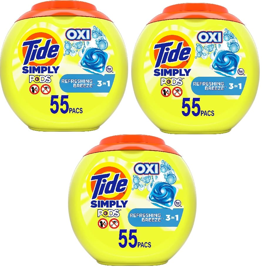 55-Ct Tide Simply Pods + Oxi Laundry Detergent Soap Pods (Refreshing Breeze) 3 for $22.60 ($7.53 each) w/ S&S + Free Shipping